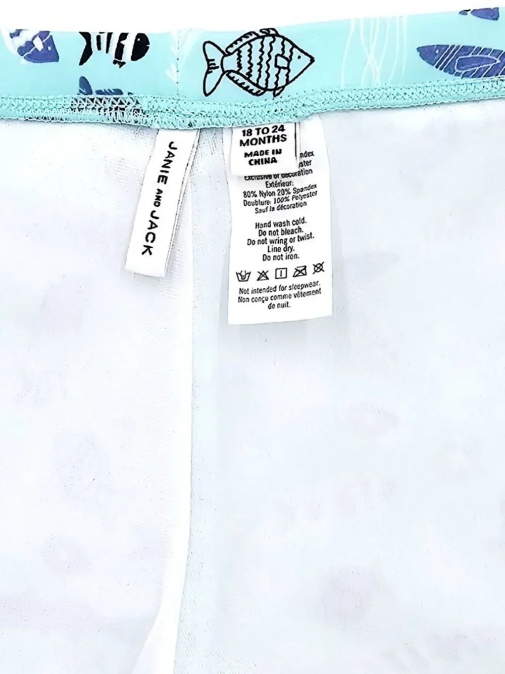 Janie and Jack Baby Boy Fish Print Swim Trunks 18-24M EUC